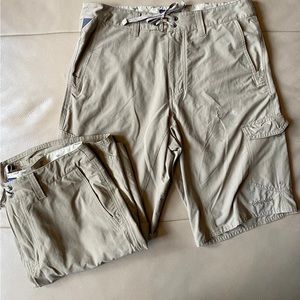 2 pairs Patagonia Hybrid shorts 33” waist